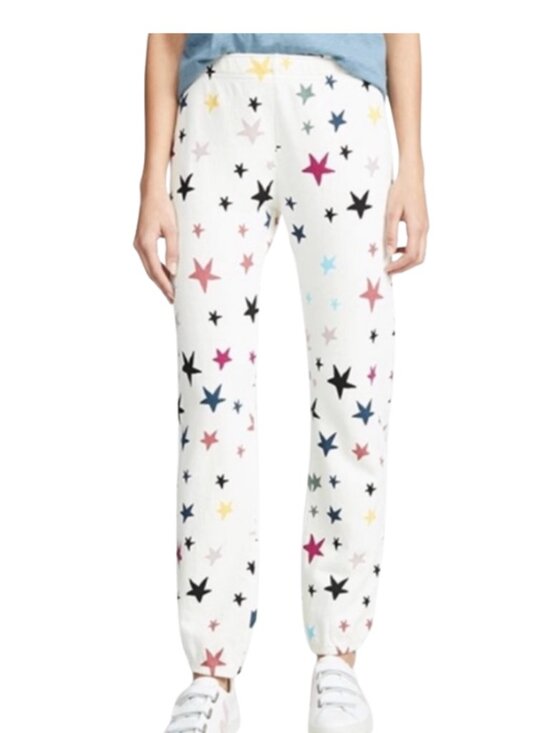 Monrow Pants - Monrow Vintage Rainbow Stars Sweatpants in White